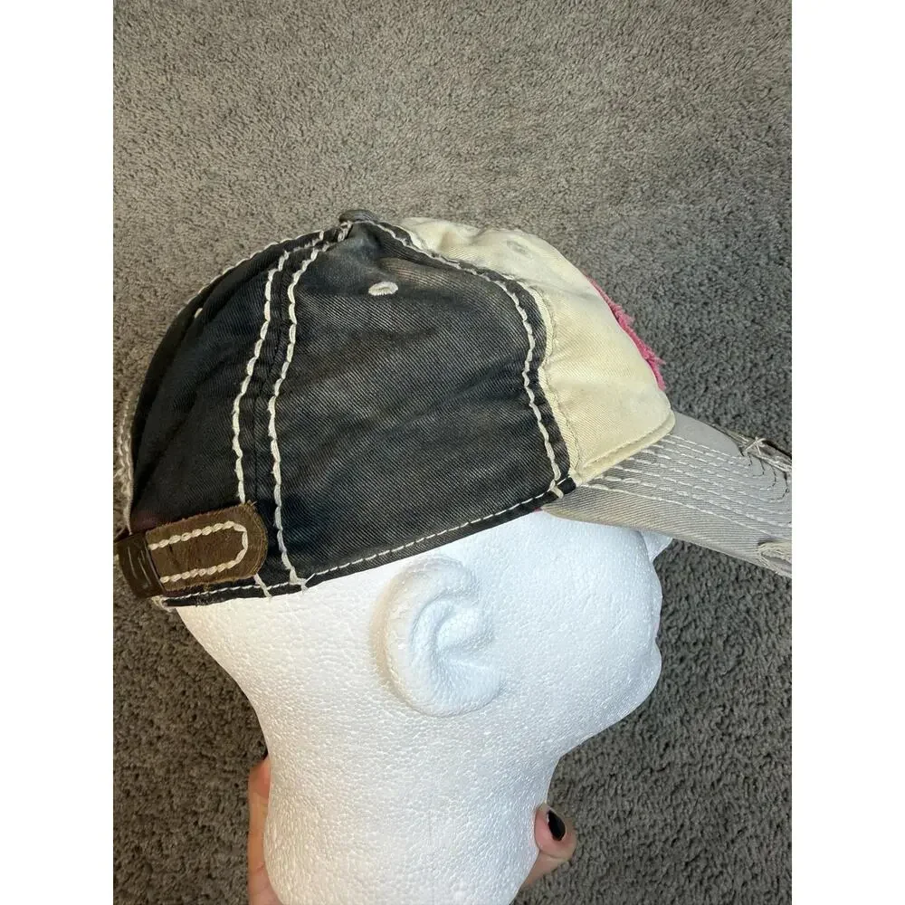 Vintage True Religion Hat Womens One Size Distressed Multicolor Pink Horseshoe
